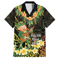 Hawaii Saint Patrick's Day Family Matching Off Shoulder Maxi Dress and Hawaiian Shirt Ukulele Leprechaun Hau'Oli Maoli Oe!