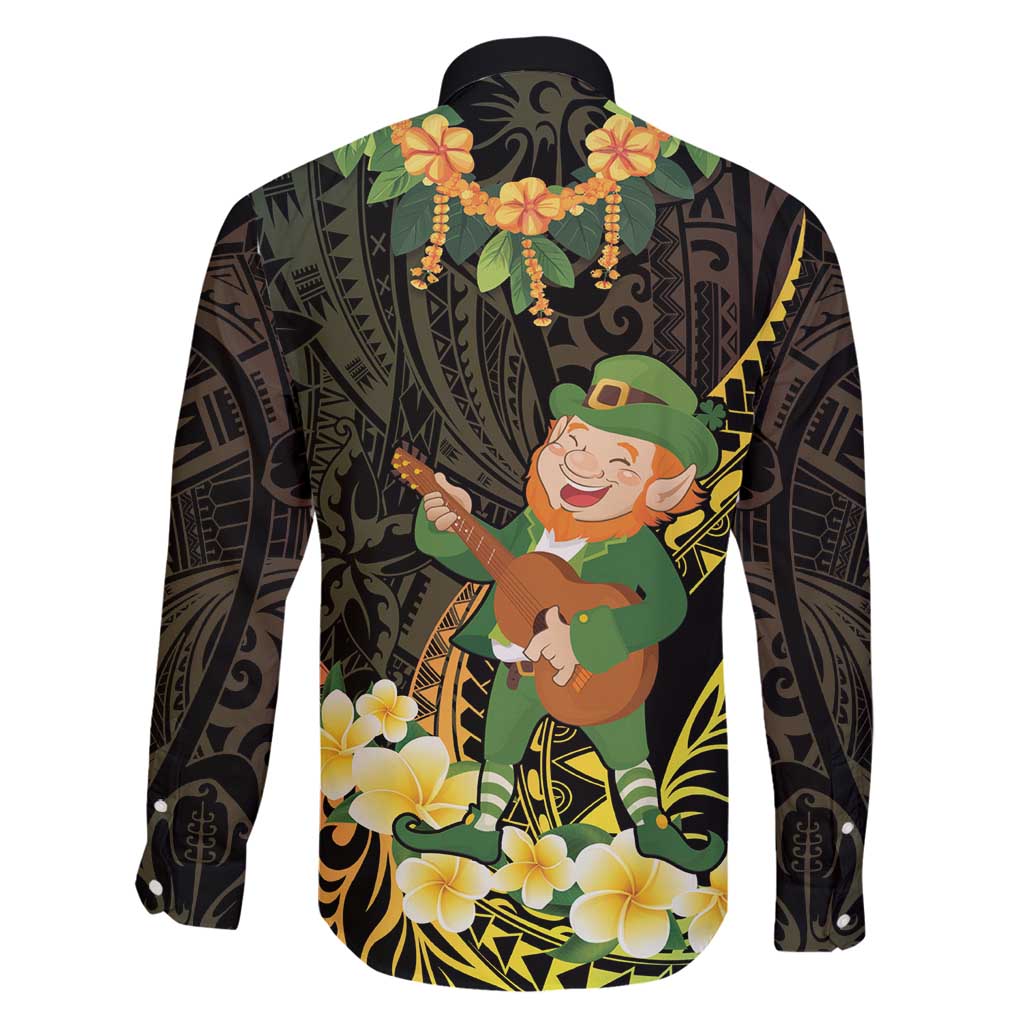 Hawaii Saint Patrick's Day Family Matching Off Shoulder Maxi Dress and Hawaiian Shirt Ukulele Leprechaun Hau'Oli Maoli Oe!