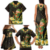 Hawaii Saint Patrick's Day Family Matching Tank Maxi Dress and Hawaiian Shirt Ukulele Leprechaun Hau'Oli Maoli Oe!