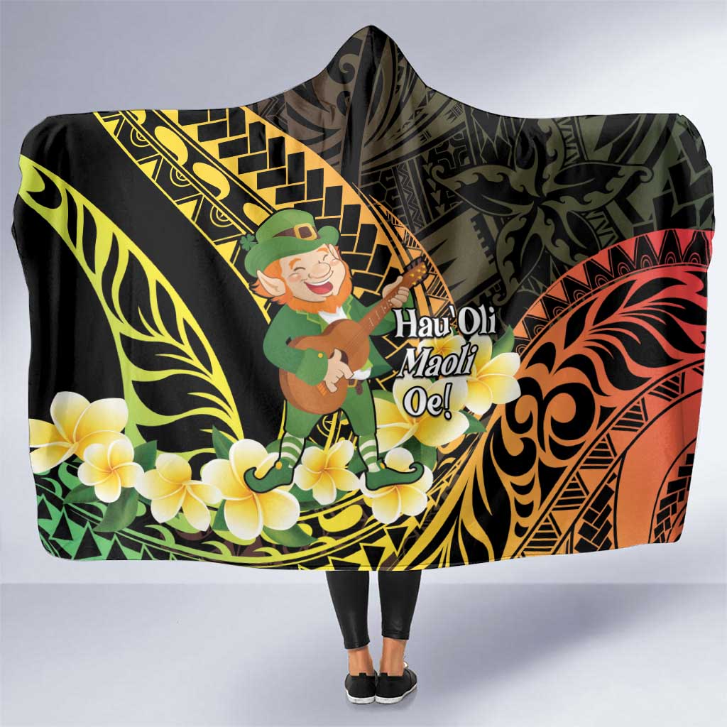 Hawaii Saint Patrick's Day Hooded Blanket Ukulele Leprechaun Hau'Oli Maoli Oe! LT14 One Size Reggae - Polynesian Pride