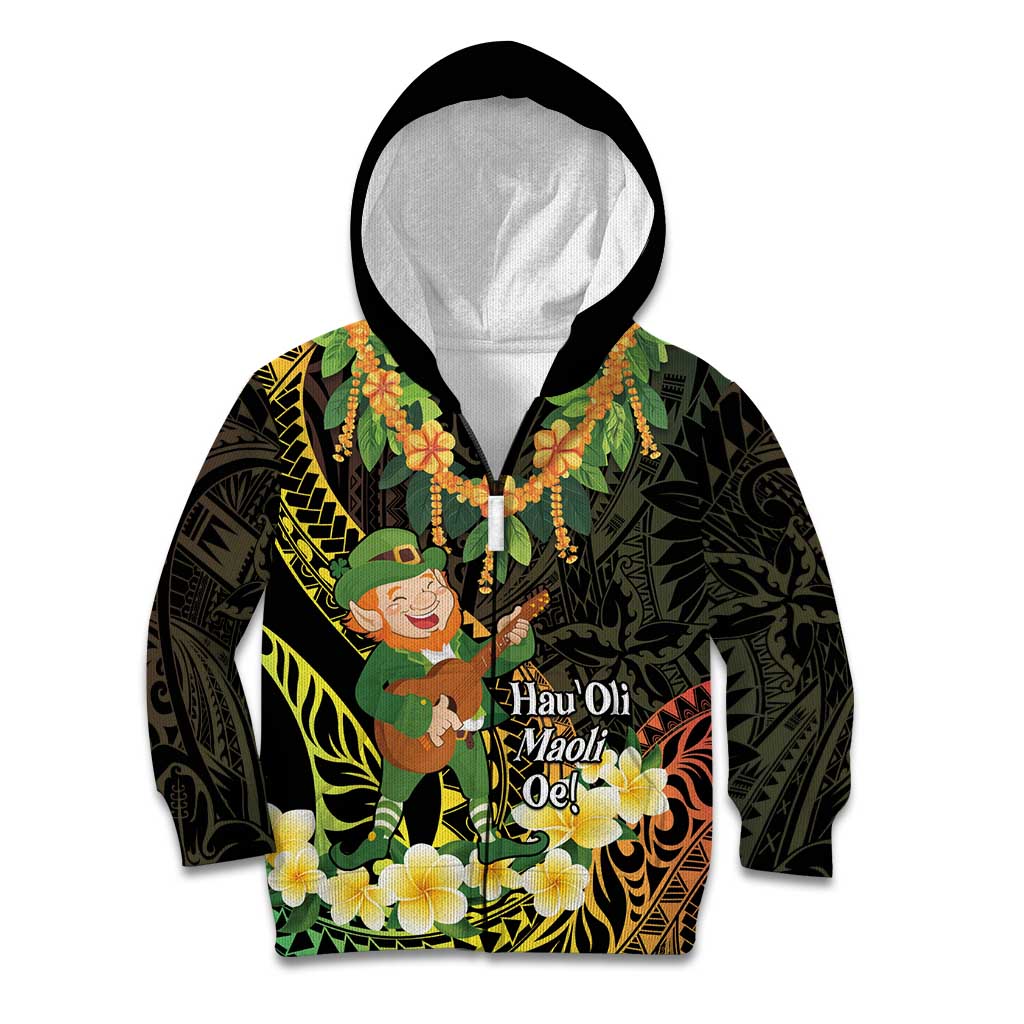 Hawaii Saint Patrick's Day Kid Hoodie Ukulele Leprechaun Hau'Oli Maoli Oe!