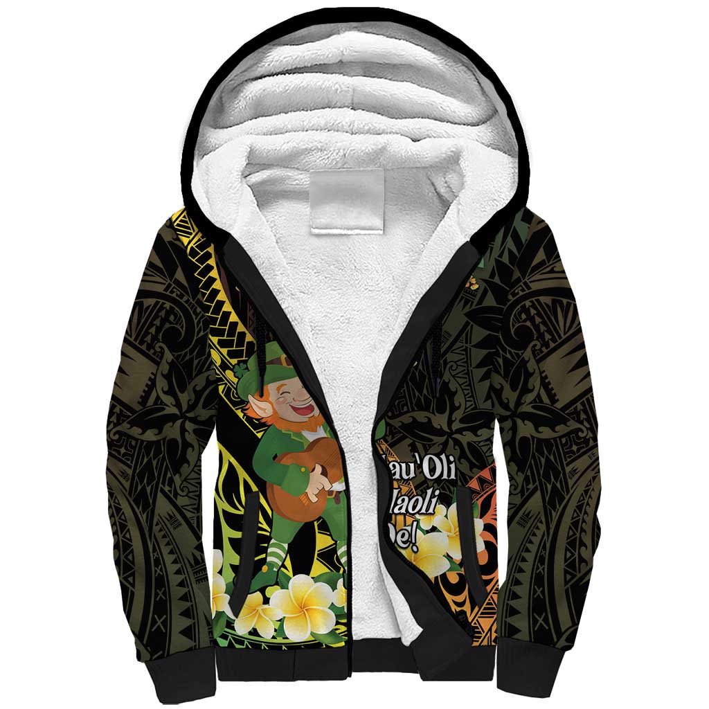 Hawaii Saint Patrick's Day Sherpa Hoodie Ukulele Leprechaun Hau'Oli Maoli Oe! LT14 Unisex Reggae - Polynesian Pride