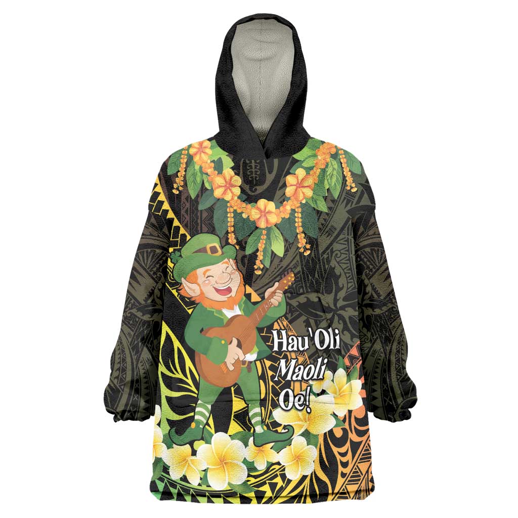 Hawaii Saint Patrick's Day Wearable Blanket Hoodie Ukulele Leprechaun Hau'Oli Maoli Oe! LT14 One Size Reggae - Polynesian Pride