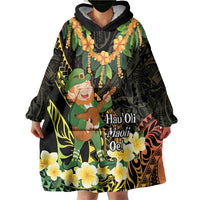 Hawaii Saint Patrick's Day Wearable Blanket Hoodie Ukulele Leprechaun Hau'Oli Maoli Oe!