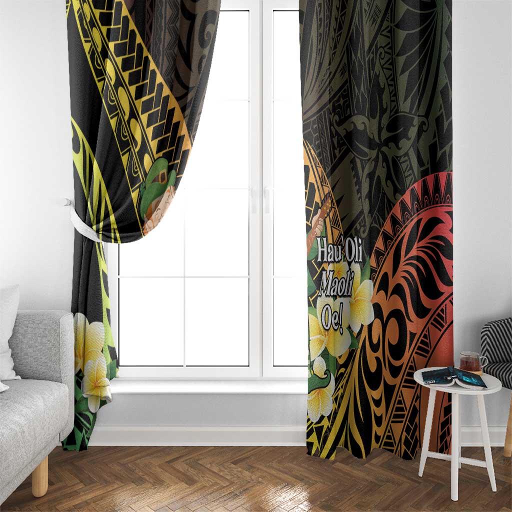 Hawaii Saint Patrick's Day Window Curtain Ukulele Leprechaun Hau'Oli Maoli Oe!