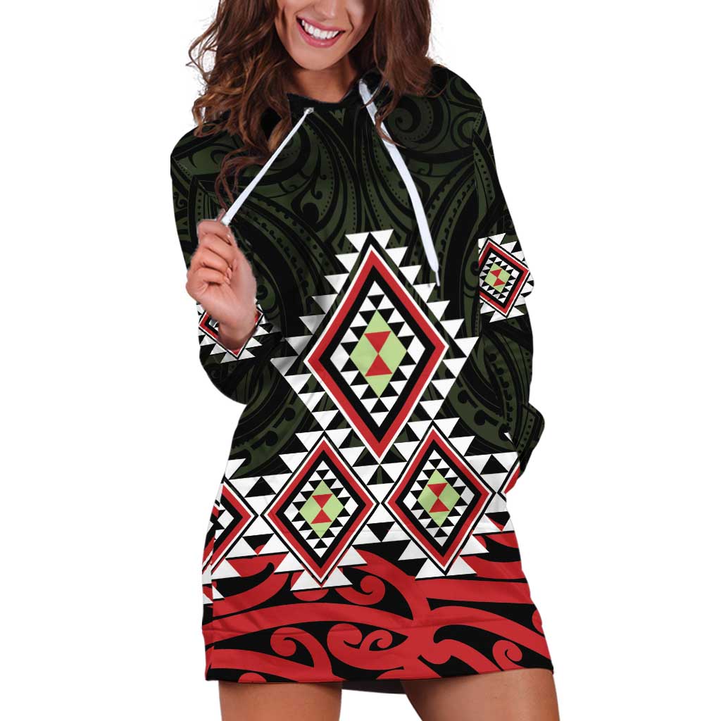 Kia Ora Aotearoa Hoodie Dress 2025 Pasifika Maori Taniko Motifs