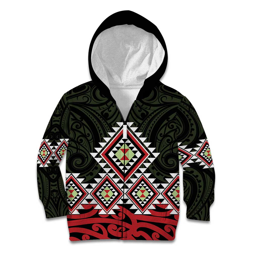 Kia Ora Aotearoa Kid Hoodie 2025 Pasifika Maori Taniko Motifs