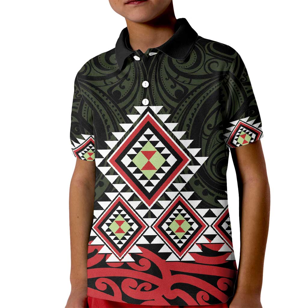 Kia Ora Aotearoa Kid Polo Shirt 2025 Pasifika Maori Taniko Motifs