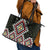 Kia Ora Aotearoa Leather Tote Bag 2025 Pasifika Maori Taniko Motifs