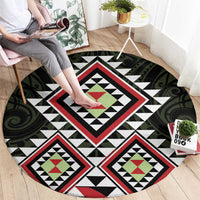 Kia Ora Aotearoa Round Carpet 2025 Pasifika Maori Taniko Motifs LT14 - Polynesian Pride
