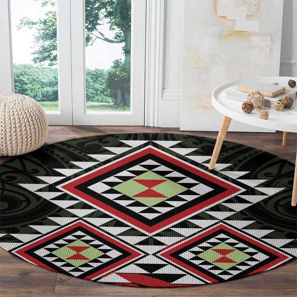 Kia Ora Aotearoa Round Carpet 2025 Pasifika Maori Taniko Motifs LT14 - Polynesian Pride