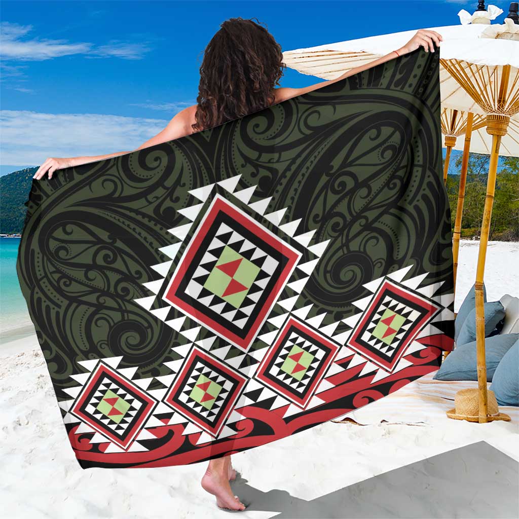 Kia Ora Aotearoa Sarong 2025 Pasifika Maori Taniko Motifs LT14 One Size 44 x 66 inches Black - Polynesian Pride