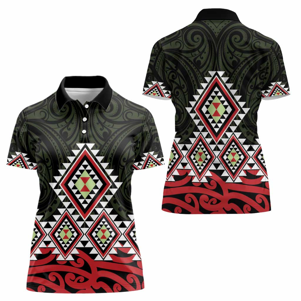 Kia Ora Aotearoa Women Polo Shirt 2025 Pasifika Maori Taniko Motifs