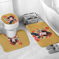 Japanese Geisha Koi Fish Bathroom Set Cherry Blossoms Yellow Seigaiha Pattern - Polynesian Pride