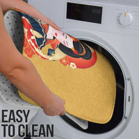 Japanese Geisha Koi Fish Bathroom Set Cherry Blossoms Yellow Seigaiha Pattern - Polynesian Pride