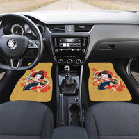 Japanese Geisha Koi Fish Car Mats Cherry Blossoms Yellow Seigaiha Pattern - Polynesian Pride