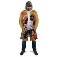 Japanese Geisha Koi Fish Cloak Cherry Blossoms Yellow Seigaiha Pattern - Polynesian Pride