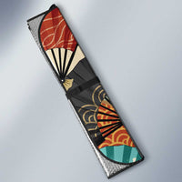 Japanese Geisha Katana Auto Sun Shade Japan Sensu Seigaiha Pattern - Polynesian Pride