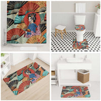 Japanese Geisha Katana Bathroom Set Japan Sensu Seigaiha Pattern - Polynesian Pride
