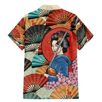 Japanese Geisha Katana Family Matching Mermaid Dress and Hawaiian Shirt Japan Sensu Seigaiha Pattern - Polynesian Pride