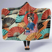 Japanese Geisha Katana Hooded Blanket Japan Sensu Seigaiha Pattern - Polynesian Pride