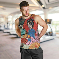 Japanese Geisha Katana Men Tank Top Japan Sensu Seigaiha Pattern LT14 Multicolor - Polynesian Pride