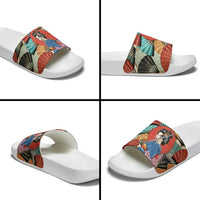 Japanese Geisha Katana Slide Sandals Japan Sensu Seigaiha Pattern - Polynesian Pride