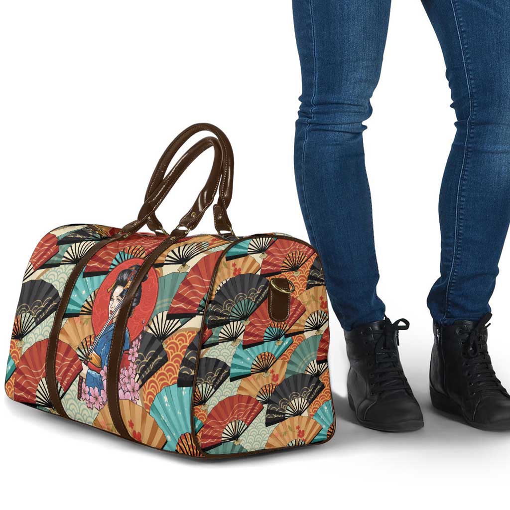 Japanese Geisha Katana Travel Bag Japan Sensu Seigaiha Pattern - Polynesian Pride