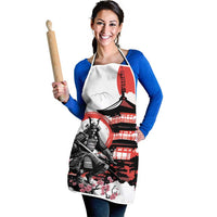 Japanese Samurai Warrior Enso Apron Japan Pagoda Sakura Watercolor - Polynesian Pride