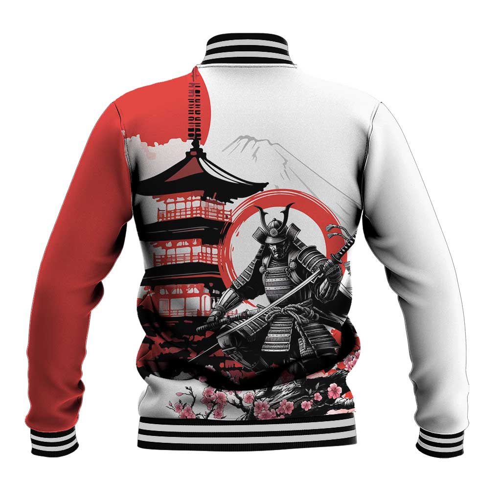 Japanese Samurai Warrior Enso Baseball Jacket Japan Pagoda Sakura Watercolor LT14 - Polynesian Pride