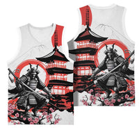 Japanese Samurai Warrior Enso Basketball Jersey Japan Pagoda Sakura Watercolor - Polynesian Pride