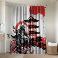 Japanese Samurai Warrior Enso Bathroom Set Japan Pagoda Sakura Watercolor - Polynesian Pride