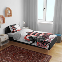 Japanese Samurai Warrior Enso Bedding Set Japan Pagoda Sakura Watercolor - Polynesian Pride