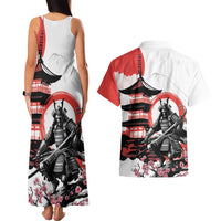 Japanese Samurai Warrior Enso Couples Matching Tank Maxi Dress and Hawaiian Shirt Japan Pagoda Sakura Watercolor - Polynesian Pride