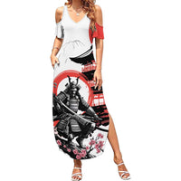 Japanese Samurai Warrior Enso Family Matching Summer Maxi Dress and Hawaiian Shirt Japan Pagoda Sakura Watercolor - Polynesian Pride