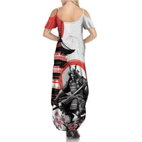 Japanese Samurai Warrior Enso Family Matching Summer Maxi Dress and Hawaiian Shirt Japan Pagoda Sakura Watercolor - Polynesian Pride