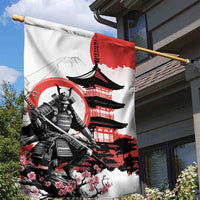 Japanese Samurai Warrior Enso Garden Flag Japan Pagoda Sakura Watercolor - Polynesian Pride