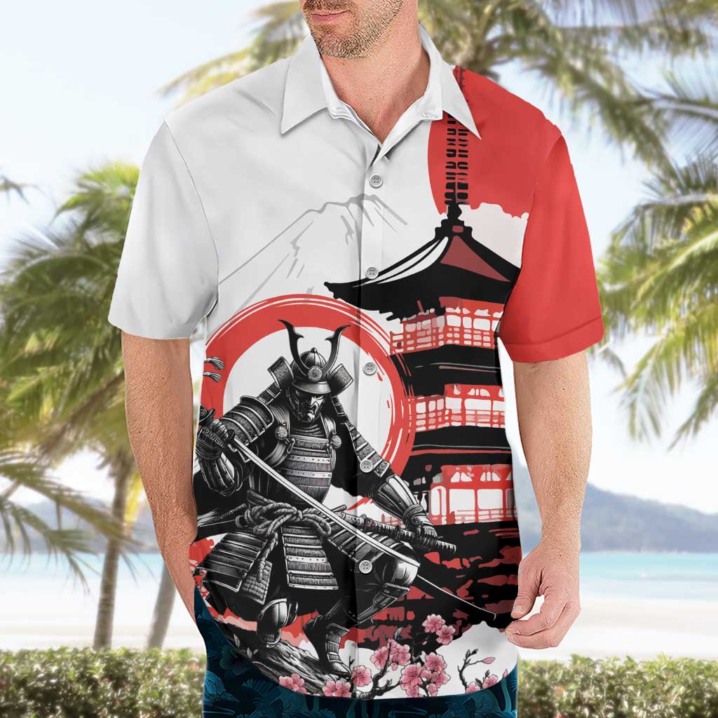 Japanese Samurai Warrior Enso Hawaiian Shirt Japan Pagoda Sakura Watercolor - Polynesian Pride