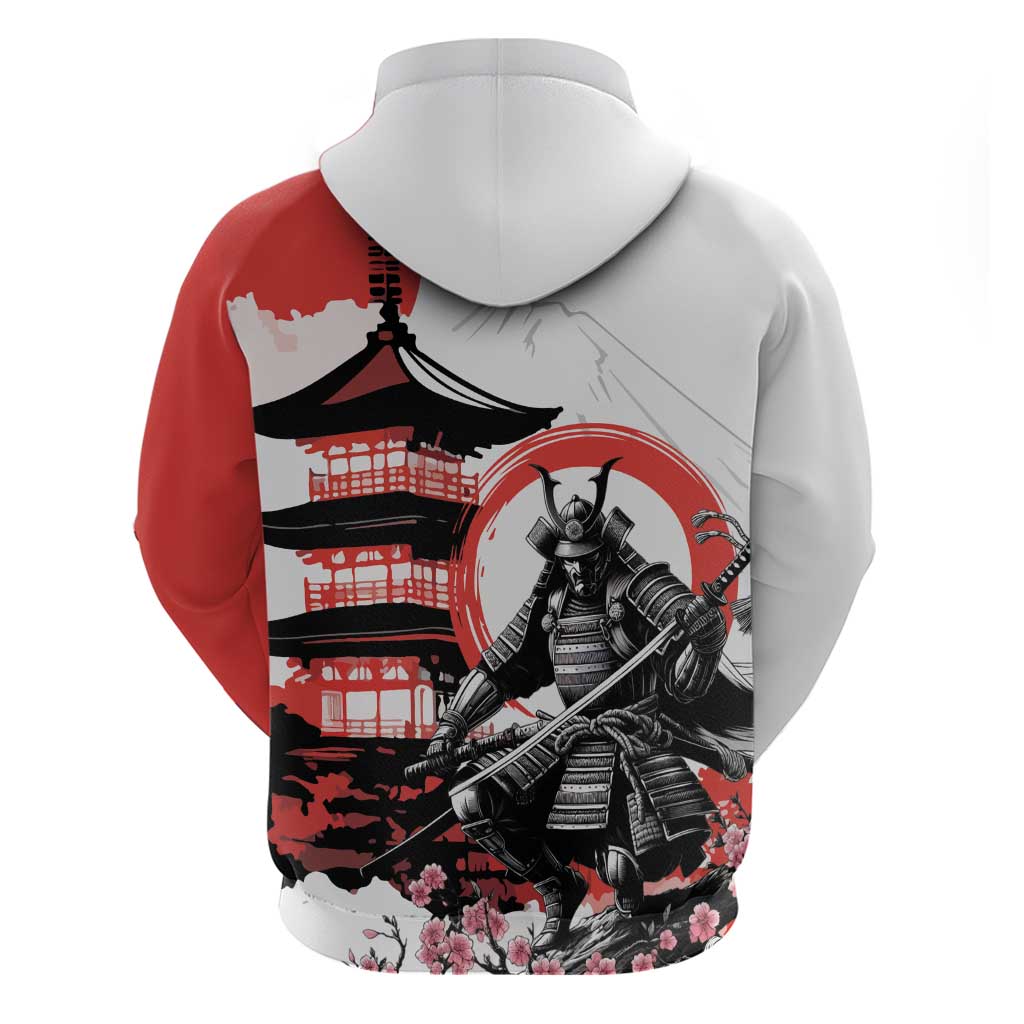 Japanese Samurai Warrior Enso Hoodie Japan Pagoda Sakura Watercolor - Polynesian Pride