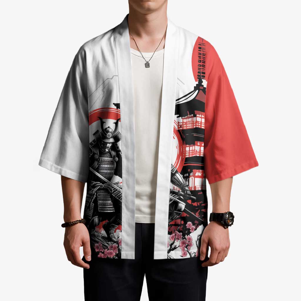Japanese Samurai Warrior Enso Kimono Japan Pagoda Sakura Watercolor - Polynesian Pride