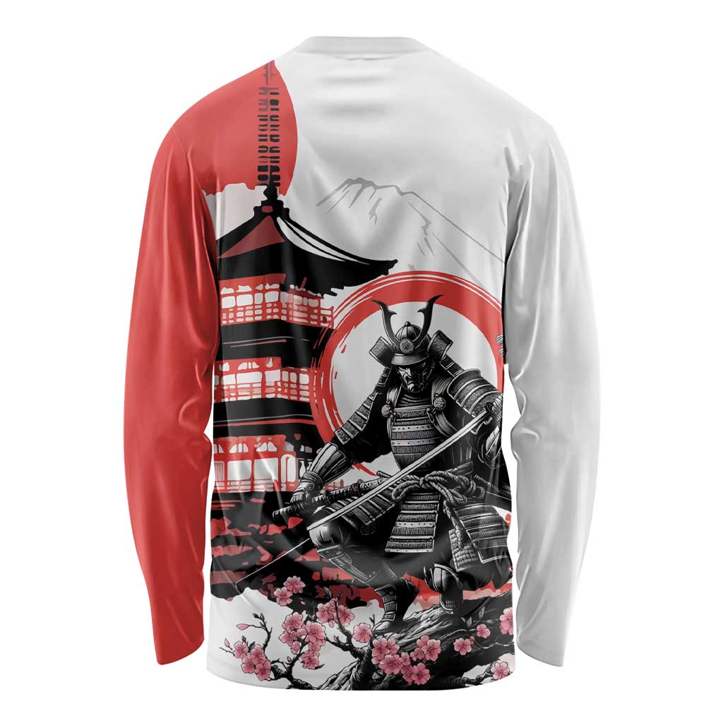 Japanese Samurai Warrior Enso Long Sleeve Shirt Japan Pagoda Sakura Watercolor - Polynesian Pride