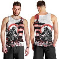 Japanese Samurai Warrior Enso Men Tank Top Japan Pagoda Sakura Watercolor - Polynesian Pride