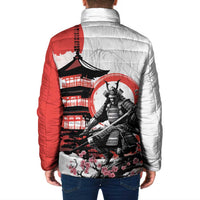 Japanese Samurai Warrior Enso Padded Jacket Japan Pagoda Sakura Watercolor - Polynesian Pride