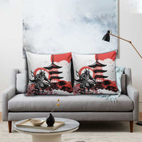 Japanese Samurai Warrior Enso Pillow Cover Japan Pagoda Sakura Watercolor - Polynesian Pride