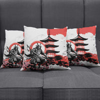 Japanese Samurai Warrior Enso Pillow Cover Japan Pagoda Sakura Watercolor - Polynesian Pride