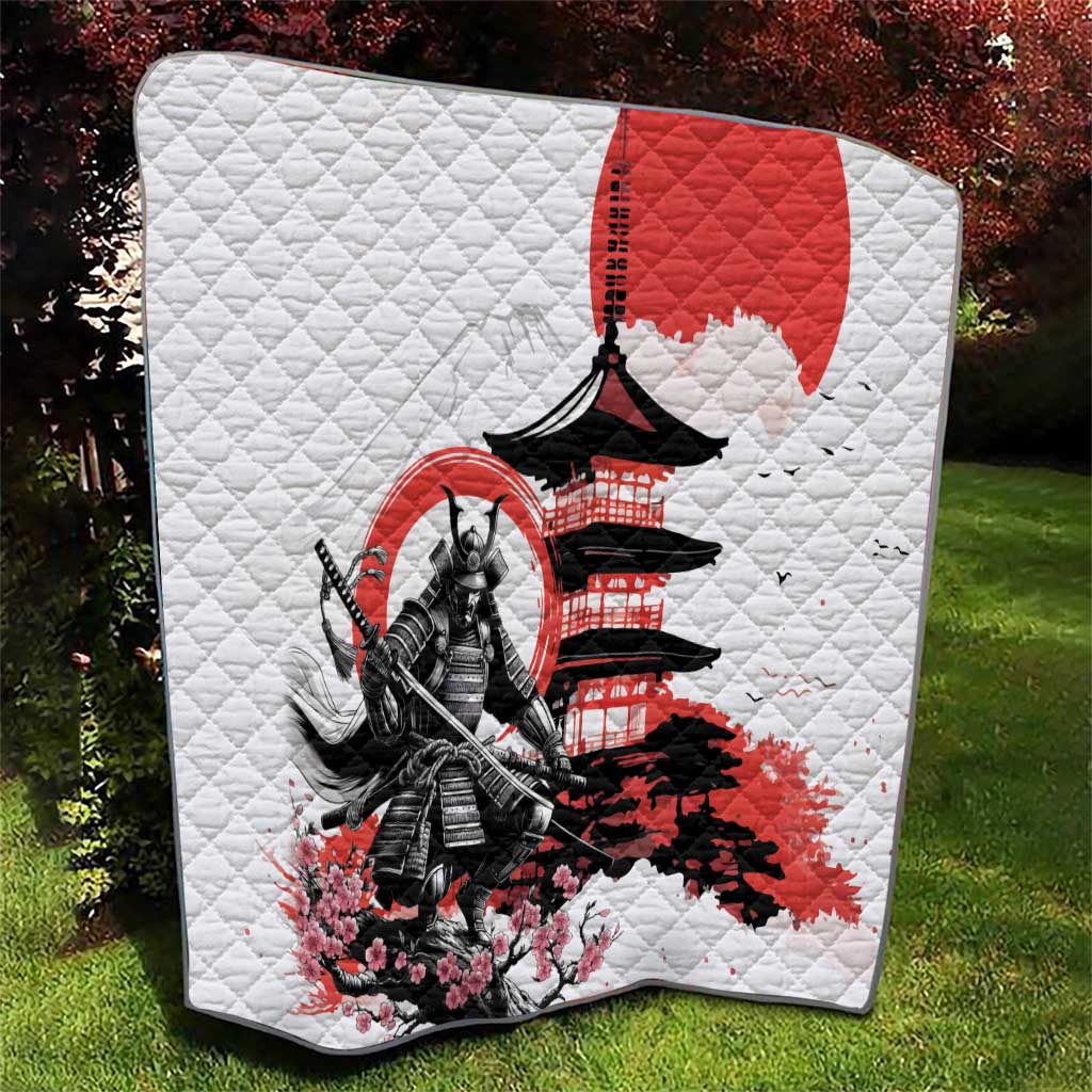 Japanese Samurai Warrior Enso Quilt Japan Pagoda Sakura Watercolor - Polynesian Pride