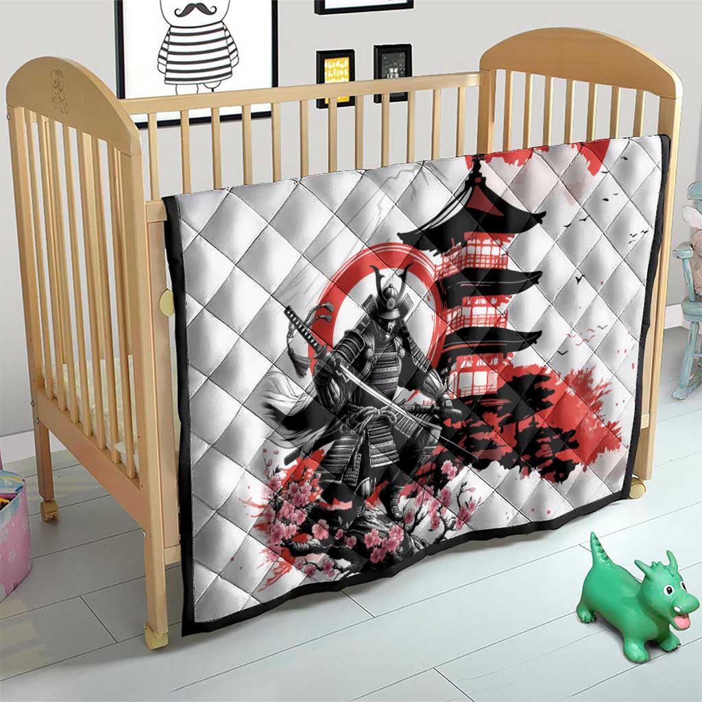 Japanese Samurai Warrior Enso Quilt Japan Pagoda Sakura Watercolor - Polynesian Pride