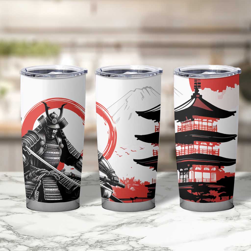 Japanese Samurai Warrior Enso Tumbler Cup Japan Pagoda Sakura Watercolor - Polynesian Pride
