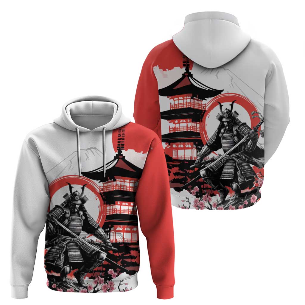 Japanese Samurai Warrior Enso Zip Hoodie Japan Pagoda Sakura Watercolor - Polynesian Pride