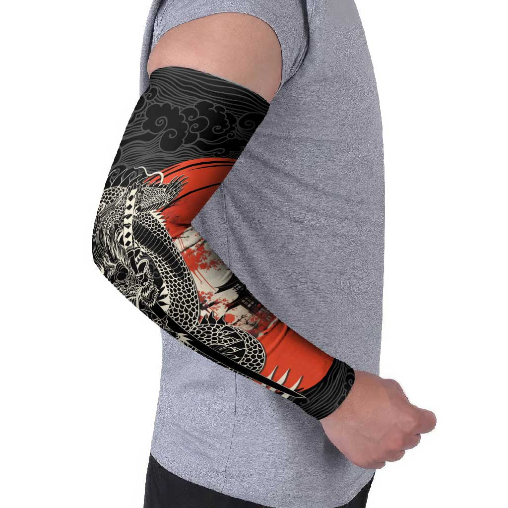Japanese Dragon Katana Enso Arm Sleeves Japan Pagoda Seamless Cloud - Polynesian Pride